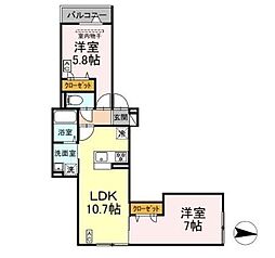 アンソレイエ2 2LDKの間取図画像
