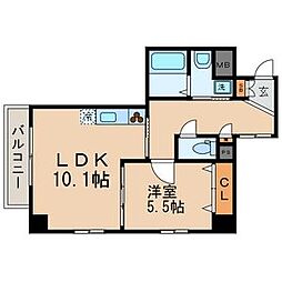VivaceKasai 1LDKの間取図画像