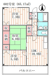アーバンイースト 1階3LDKの間取り
