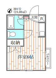 コスモつきみ野 ワンルームの間取図画像