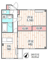 BrightHills調布 2DKの間取図画像