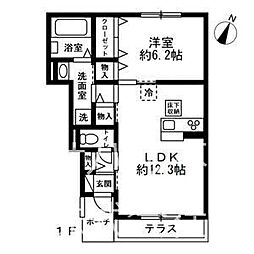 アビタシオンプリュネ 1LDKの間取図画像