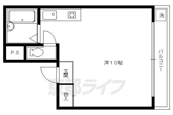 ハイツ小町 301｜京都府京都市北区小山初音町(賃貸マンション1R・3階・23.55㎡)の写真 その2