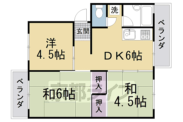 京都府京都市左京区岩倉三宅町(賃貸マンション3DK・2階・48.00㎡)の写真 その2