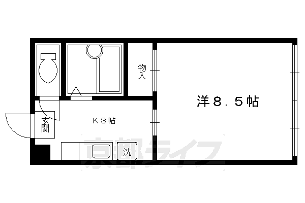 高橋ビル 5A｜京都府京都市北区上賀茂今井河原町(賃貸マンション1K・5階・24.54㎡)の写真 その2