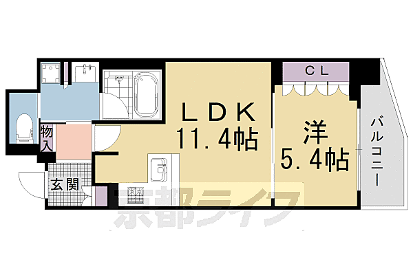 リーガル京都西陣II 302｜京都府京都市上京区堀川通寺之内上る寺之内竪町(賃貸マンション1LDK・3階・43.00㎡)の写真 その2