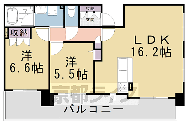 京都府京都市中京区姉小路通御幸町東入丸屋町(賃貸マンション2LDK・4階・61.83㎡)の写真 その2