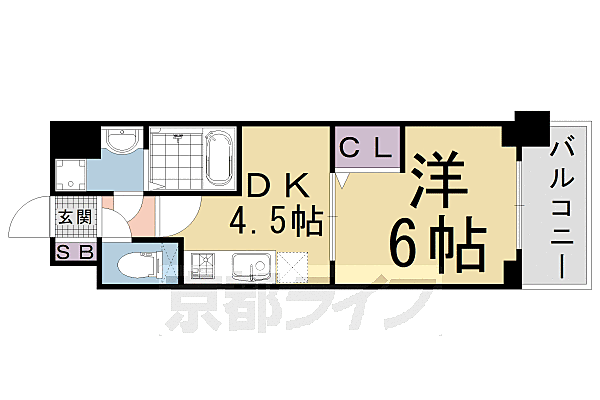 京都府京都市中京区壬生上大竹町(賃貸マンション1DK・5階・26.04㎡)の写真 その2