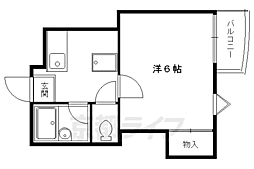 京都市営烏丸線 北山駅 徒歩9分の賃貸マンション 2階1Kの間取り