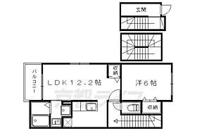 京都府京都市左京区田中上玄京町（賃貸アパート1LDK・3階・53.34㎡） その2