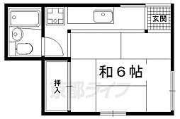 京阪本線 神宮丸太町駅 徒歩19分の賃貸アパート 2階ワンルームの間取り