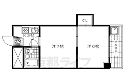 JR山陰本線 二条駅 徒歩18分の賃貸マンション 4階2Kの間取り