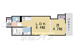 阪急京都本線 西院駅 徒歩9分の賃貸アパート 2階1LDKの間取り
