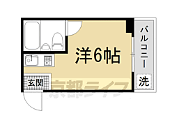 京都市営烏丸線 国際会館駅 徒歩1分の賃貸マンション 2階ワンルームの間取り