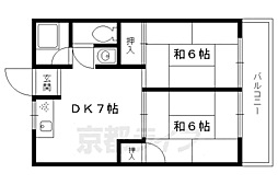 叡山電鉄叡山本線 一乗寺駅 徒歩9分の賃貸マンション 2階2DKの間取り