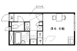 京都市営烏丸線 国際会館駅 徒歩10分の賃貸アパート 2階1Kの間取り