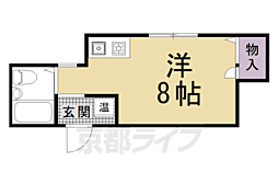 京都市営烏丸線 松ヶ崎駅 徒歩5分の賃貸アパート 2階ワンルームの間取り