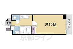 京都地下鉄東西線 西大路御池駅 徒歩5分の賃貸マンション 2階1Kの間取り