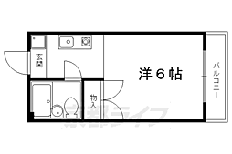 マーク西陣 2階1Kの間取り