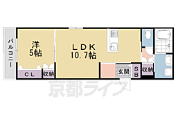 JR山陰本線 丹波口駅 徒歩10分の賃貸アパート 1階1LDKの間取り