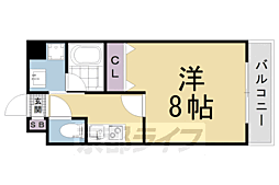 クオリエ京都堀川 4階1Kの間取り