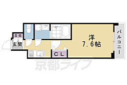 CRYSTALGLANZ京都西大路 1Kの間取図画像