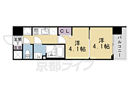 アスヴェル京都西大路SOUTH 2Kの間取図画像