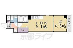 モア五条2 1LDKの間取図画像