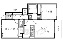 ウッディオアシス2 2LDKの間取図画像