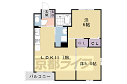 イルソーレ桂1番館 1SLDKの間取図画像