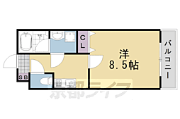 カーサ・フェリーチェ桂 1Kの間取図画像