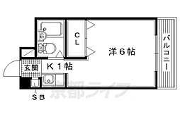 テラスエスト枚方 1Kの間取図画像