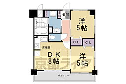 エステムプラザ京都聚楽第粋邸 2LDKの間取図画像