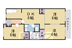 サンク・メルベーユ並河 3LDKの間取図画像