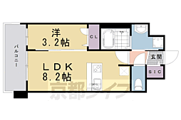 プレサンスTHEKYOTO新町通 1LDKの間取図画像