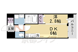 ブランシエスタ西京極 1DKの間取図画像