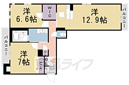 シャーメゾンかめきた 2LDKの間取図画像
