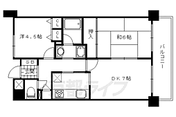 ライオンズマンション一条智恵光院 2DKの間取図画像