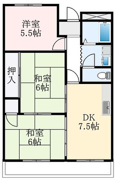 大阪府羽曳野市軽里1丁目(賃貸マンション3DK・4階・57.60㎡)の写真 その2