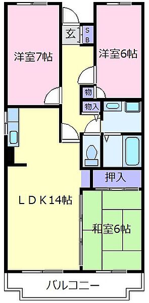 大阪府羽曳野市伊賀5丁目(賃貸マンション3LDK・2階・65.20㎡)の写真 その2