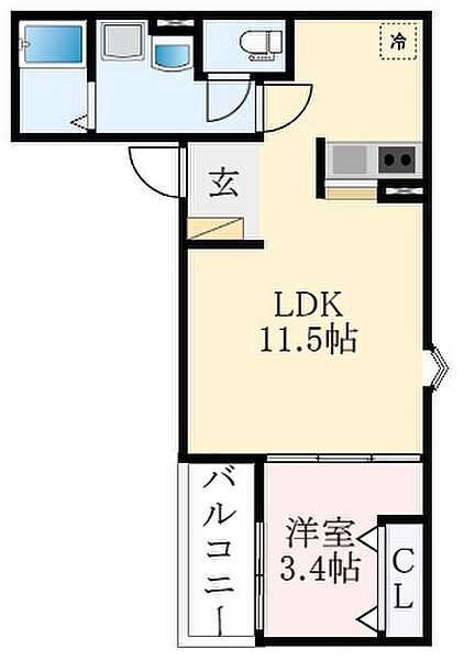 大阪府松原市南新町1丁目(賃貸アパート1LDK・1階・33.63㎡)の写真 その2