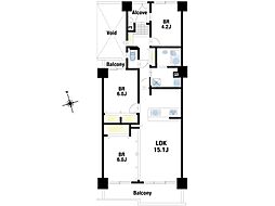 藤和千里ハイタウン 3LDKの間取図画像
