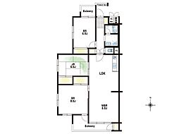 豊中豊松園ハイツA棟 4LDKの間取図画像