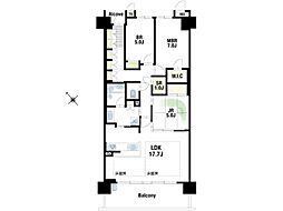 リバーガーデン千里丘 3SLDKの間取図画像