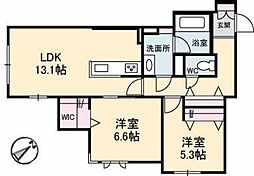 エンソラード 1階2LDKの間取り