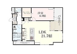 広島高速交通アストラムライン 中筋駅 徒歩4分の賃貸マンション 6階1LDKの間取り