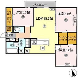 One wide 祇園 3LDKの間取図画像