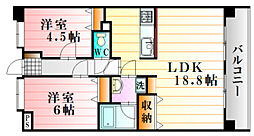 S.S八木ハイツ 2LDKの間取図画像