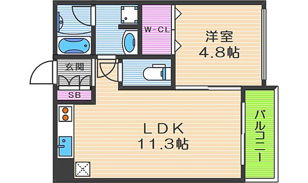 セイワ南堀江リバーレジデンスWEST 203｜大阪府大阪市西区南堀江1丁目(賃貸マンション1LDK・2階・35.06㎡)の写真 その2