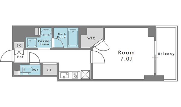 ハビテ靭センターコート 404｜大阪府大阪市西区靱本町2丁目(賃貸マンション1K・4階・27.13㎡)の写真 その2